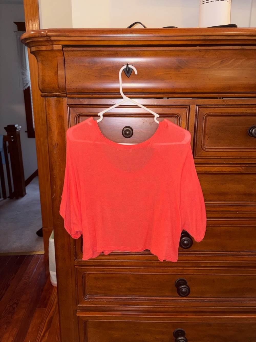 Workshop “Be You Tiful” Graphic Crop Top Size Small Neon Orange Rayon Blend - Picture 2 of 6